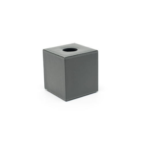 FOH RTB001GYL11 5.25" W Gray Faux Leather Square Tissue Cover