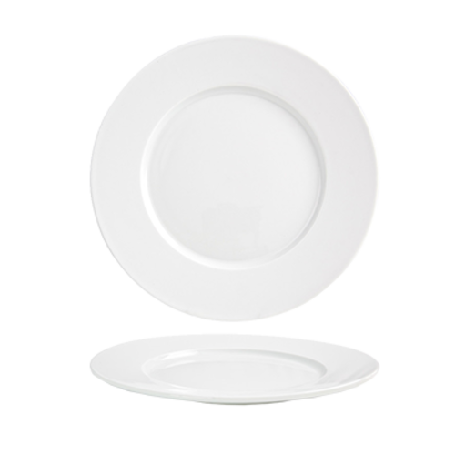 FOH DOS024WHP21 10.5" Dia. Round Porcelain Wide Monaco Plate