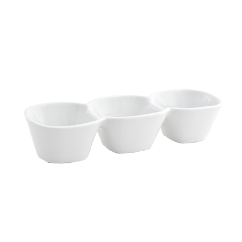 FOH BBO008WHP22 12 Oz. Porcelain 3-Compartment Mod Divided Dish