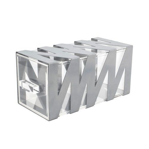 FOH BHO085SII20 6.25" W x 13" H Clear Acrylic and Metal Self-Service Buffet Building Blocks Zig Zag Housing or Drawer