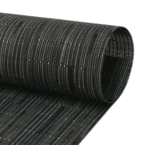 FOH XRU007BKV80 72" W x 14" D Black Tweed Woven Vinyl Metroweave Runner