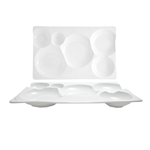 FOH BPT037WHP21 15.5" W Rectangular Porcelain Harmony Bento Platter