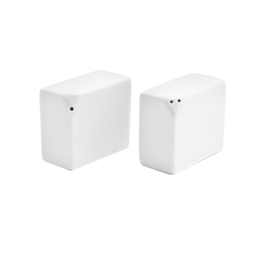 FOH TSP011WHP23 3 Oz. Porcelain Rectangle Salt and Pepper Shaker Set