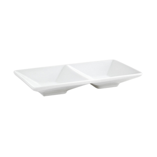 FOH DSD015WHP23 1 Oz. Porcelain 2-Compartment Kyoto Divided Dish