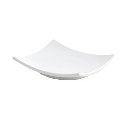 FOH DAP037WHP23 4" W Porcelain Square Flared Origami Plate