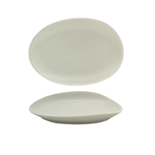 FOH DSP033GYP22 8" W Oval Porcelain Pumice Tides Plate