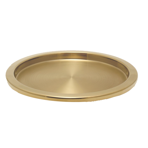 FOH RRT011GOS21 14" Dia. x 0.75" Matte Brass Stainless Steel Round Sumatra Tray