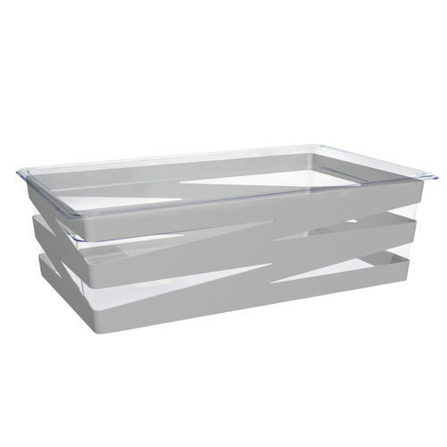FOH BHO090SII20 20.75" W x 12.75" D x 6" H Silver Stainless Steel Rectangular Deep Full Size Zig Zag Housing or Pan Set