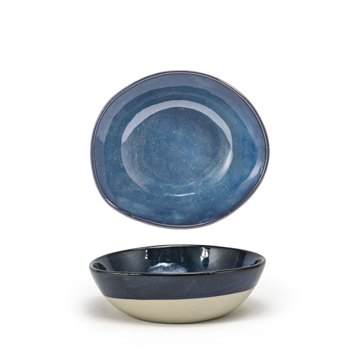 FOH DBO163BLP22 24 Oz. Indigo Round Porcelain Artefact Bowl