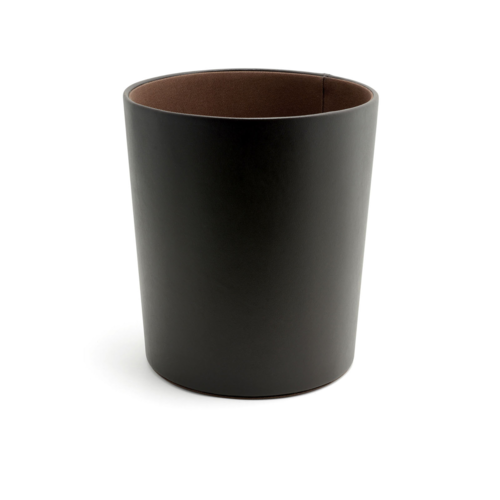 FOH RWA030BRL21 6.75 Qt. Brown Faux Leather Tapered Cylinder Waste Can