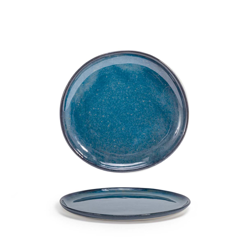 FOH DAP082BLP23 6" Dia. Blue Porcelain Round Coupe Artefact Plate