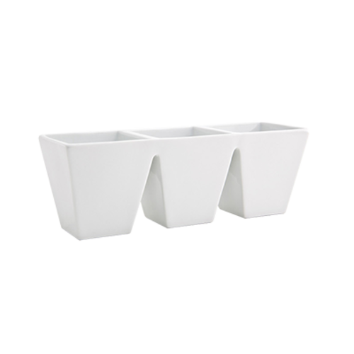 FOH BHO048WHP22 6 Oz. Porcelain 3-Compartment Kyoto Divided Bowl