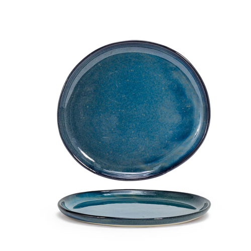 FOH DSP036BLP23 Artefact 7.5" Dia. Round Porcelain Coupe Rim Indigo Plate (12 per Case)