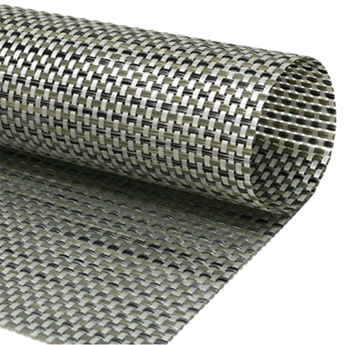 FOH RTL015SIV83 17.5" W Silver Vinyl Rectangle Metroweave Placemat