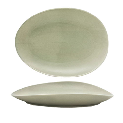 FOH SPT055GYP20 14.5" W Oval Porcelain Pumice Tides Platter
