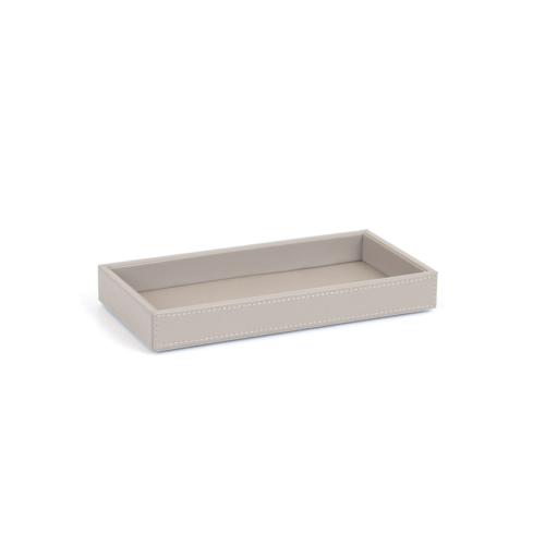 FOH RTR033BEL12 5" W Beige Rectangular Faux Leather Amenity Tray