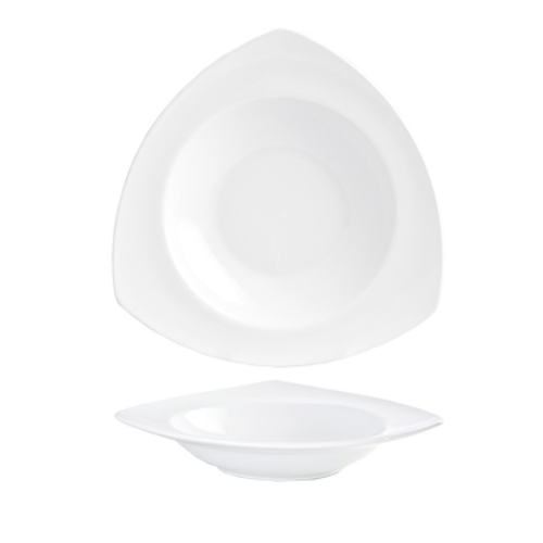 FOH DBO029WHP22 20 Oz. Triangular Porcelain Trillium Bowl