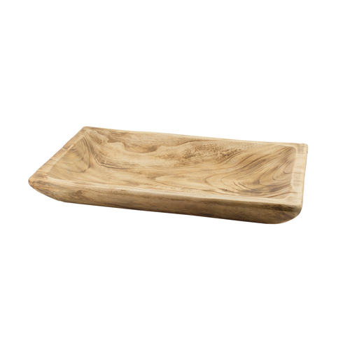 FOH SPT061NAW20 23" x 14" x 3" Long Wood Root Rectangular Serving Tray