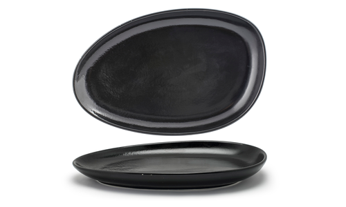 FOH SPT056BKP20 14" W Oval Porcelain Pepper Kiln Plate