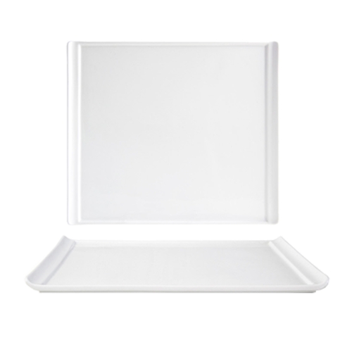FOH DOS022WHP22 12" W Rectangular Porcelain Curved Nouvelle Plate