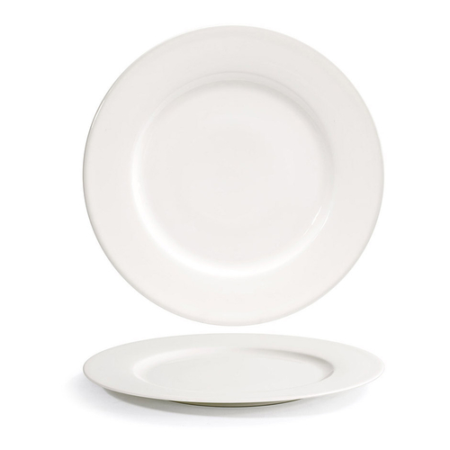 FOH DOS037BEP21 12.25" Dia. Rimmed Round Porcelain Catalyst Plate