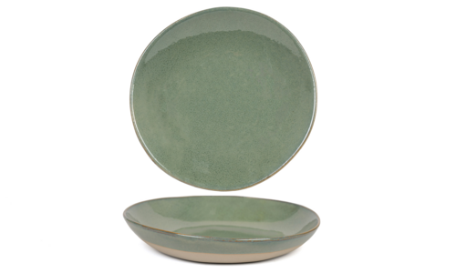 FOH DBO194GRP21 58 Oz. Moss Round Porcelain Artefact Bowl