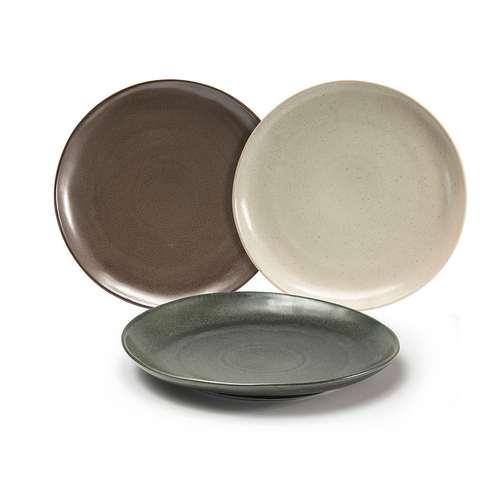 FOH DOS029ESP22 11" Dia. Mocha Round Porcelain Kiln Plate