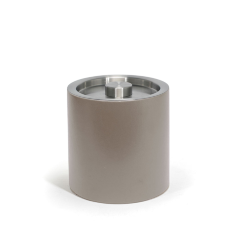 FOH RIB025BEL21 3.5 Qt. Beige Stainless Steel Round Ice Bucket with Lid