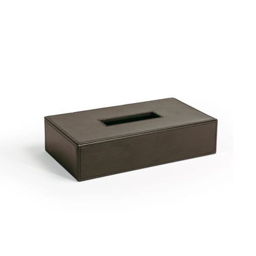 FOH RTB032BRL21 5.75" W Brown Faux Leather Square Tissue Cover
