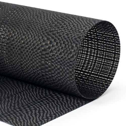 FOH XPM118BKV83 16" W Black Vinyl Rectangle Metroweave Placemat