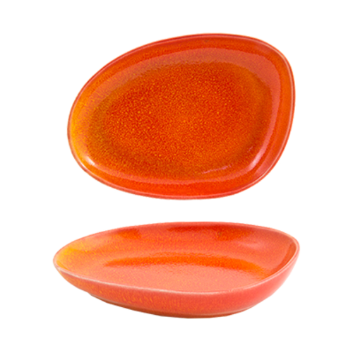FOH DSP032ORP23 8" W Blood Orange Oval Porcelain Kiln Plate