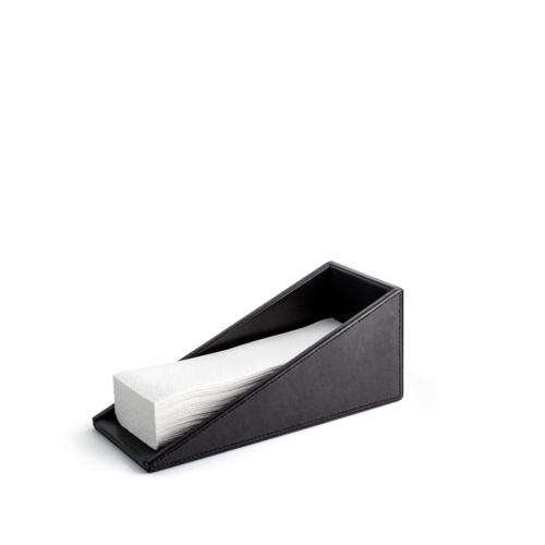 FOH RTB027BKL11 4.5" W Black Faux Leather Square Towel Holder