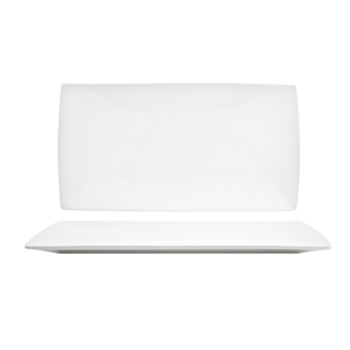 FOH DDP044WHP21 13" W Rectangular Porcelain Curved Canvas Plate
