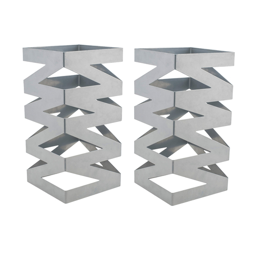 FOH BRI013SII28 6.25" W Silver Metal Square B Buffet Building Blocks Zig Zag Display Riser