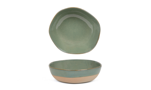 FOH DBO161GRP21 48 Oz. Moss Round Porcelain Artefact Bowl