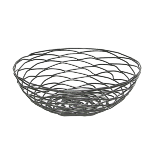 FOH BBK007GYI22 10" Dia. x 3" H Woven Iron and Stainless Steel Round Hand-Fused Wireware Basket