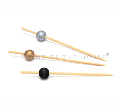 FOH AST014GOB82 4.5" Gold Ball on Top Wood Servewise Disposable Picks
