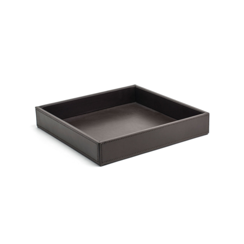 FOH RTR002BRL11 10" W Brown Square Faux Leather Amenity Tray