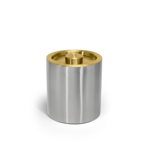 FOH RIB071BSS21 2 Qt. Silver Stainless Steel Round Ice Bucket with Lid