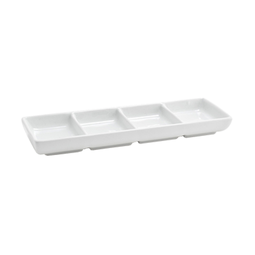 FOH DSD037WHP23 1 Oz. Porcelain 4-Compartment Dish