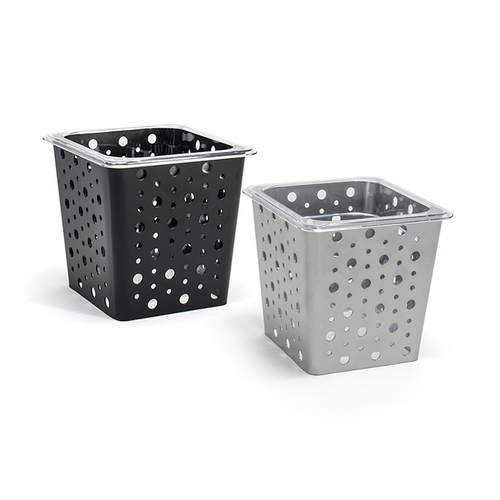 FOH BHO072BCI21 7" W x 6.5" D x 6" H Silver Metal Rectangular Deep 1/6 Size Dots Housing or Pan Set