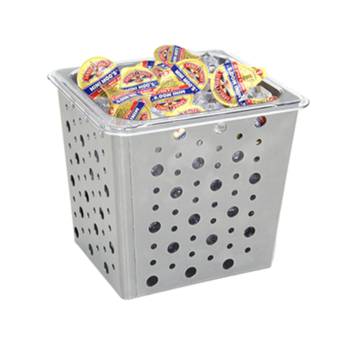 FOH BHO072BCI21 7" W x 6.5" D x 6" H Silver Metal Rectangular Deep 1/6 Size Dots Housing or Pan Set