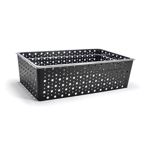 FOH BHO070BKI20 20.75" W x 12.75" D x 6" H Matte Black Metal Rectangular Deep Full Size Dots Housing or Pan Set