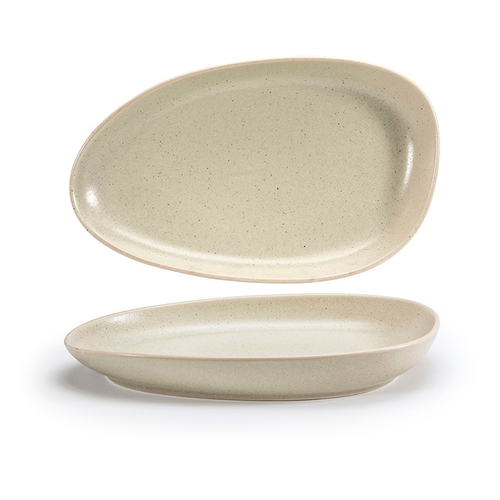 FOH DDP062MUP22 11" W Oval Porcelain Mushroom Kiln Plate