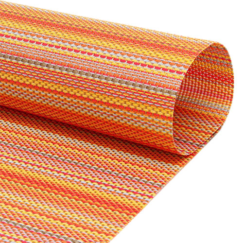 FOH RTL020ORV83 12" W Orange Vinyl Rectangle Metroweave Placemat