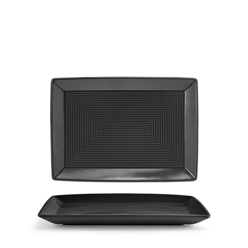 FOH DSP001BKP23 7" W Ink Rectangular Porcelain Spiral Plate