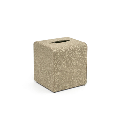 FOH RTB024BEL21 5" W Beige Faux Leather Square Tissue Cover