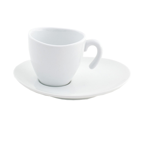 FOH DCS009WHP22 2 Oz. Round Porcelain Ellipse Cup and Saucer Set