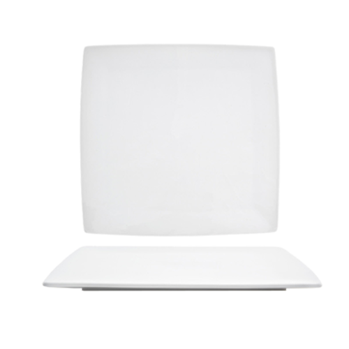FOH DDP025WHP22 11" W Square Porcelain Curved Canvas Plate