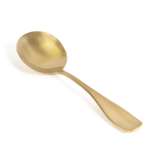 FOH FSS004GOS23 6.75" L Matte Brass Gold Stainless Steel Cameron Soup Spoon